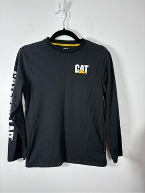 Caterpillar Black Long Sleeve Tee with Yellow Logo